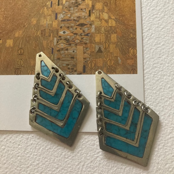 Mexico Jewelry - 2x HOST PICK Turquoise and Silver Earrings Mexican Vintage